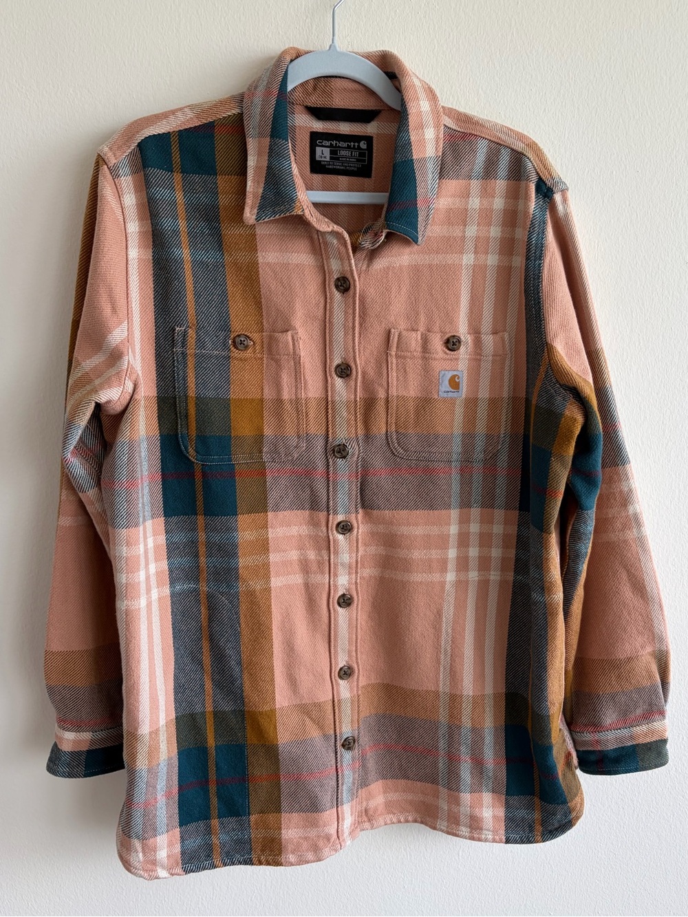 Carhartt Women's Loose Fit Heavyweight Twill Long-Sleeve Plaid Shirt
